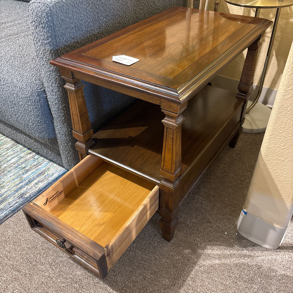 Vintage Wooden Side Table w/ Drawer & Shelf C SIDE TABLES