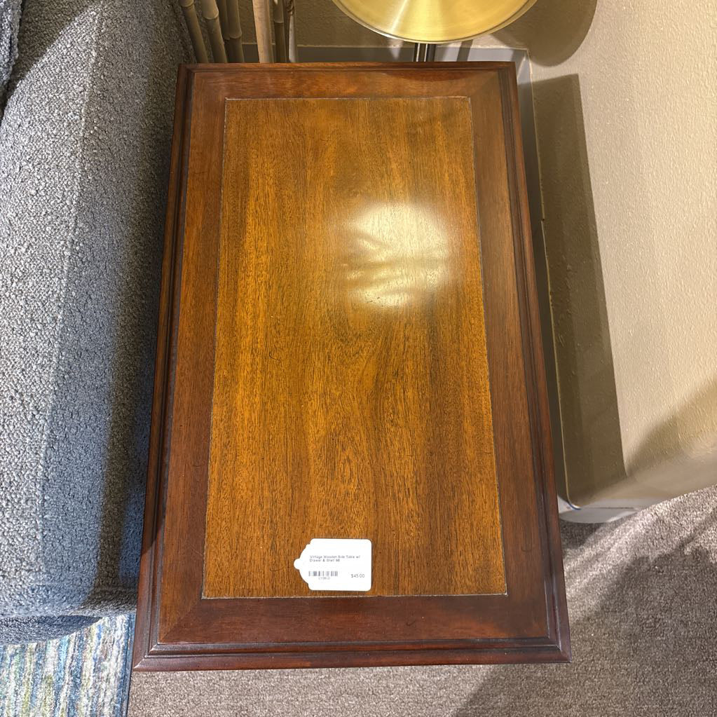 Vintage Wooden Side Table w/ Drawer & Shelf C SIDE TABLES