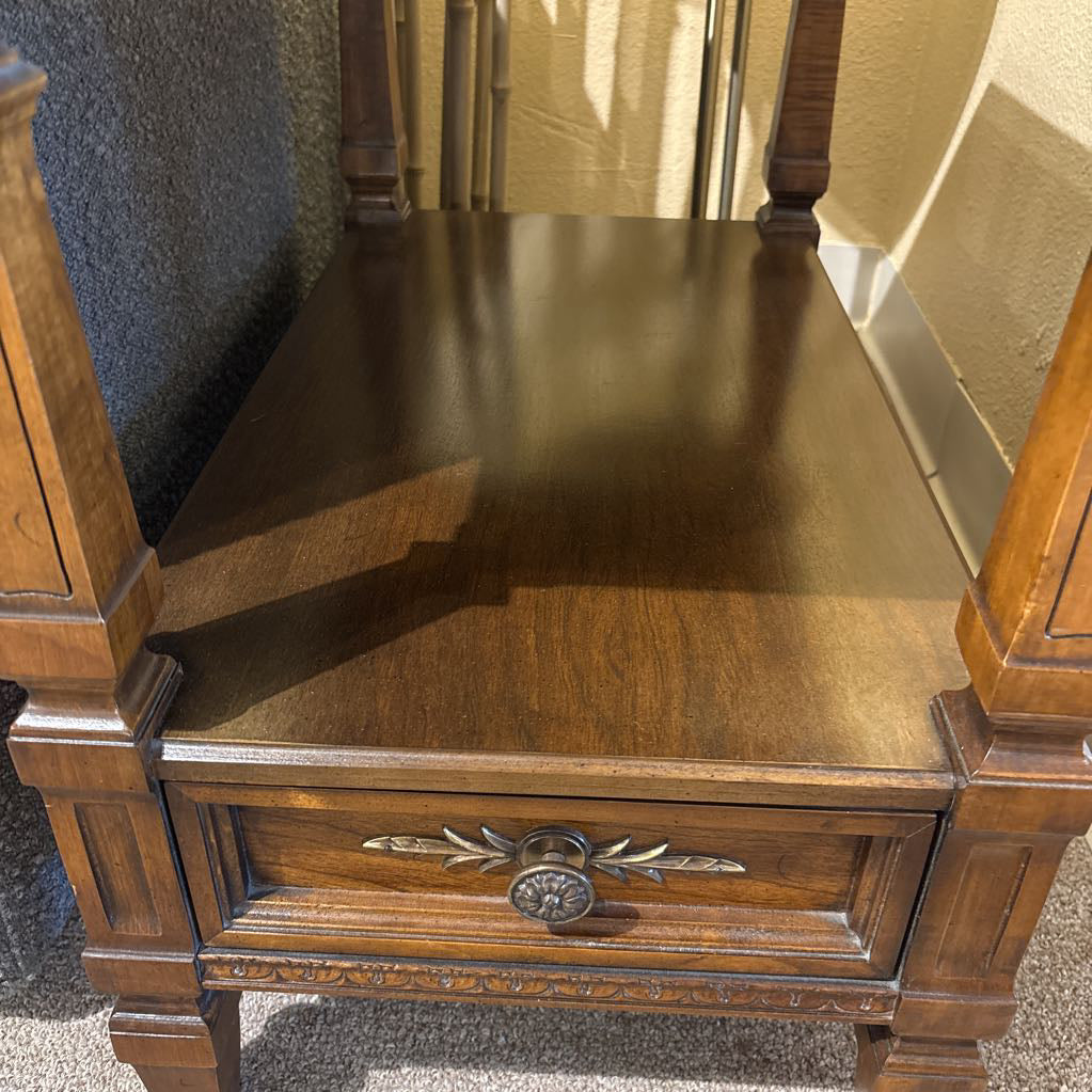 Vintage Wooden Side Table w/ Drawer & Shelf C SIDE TABLES