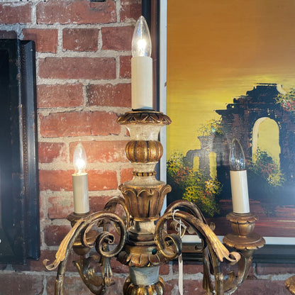 Plug In White and Gold Candlabra Lamp