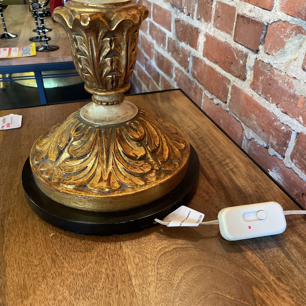 Plug In White and Gold Candlabra Lamp