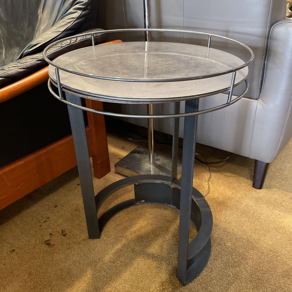 Metal Round Side Table w/ Removeable Tray Top