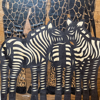 Giraffes & Zebras on Bark ART