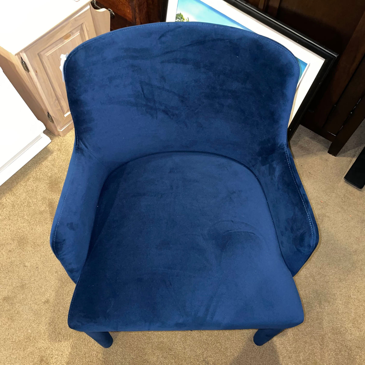 Blue Velvet Upholstered Dining Chair