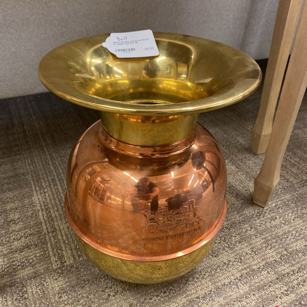 UNION PACIFIC RAILROAD Brass & Copper Spittoon