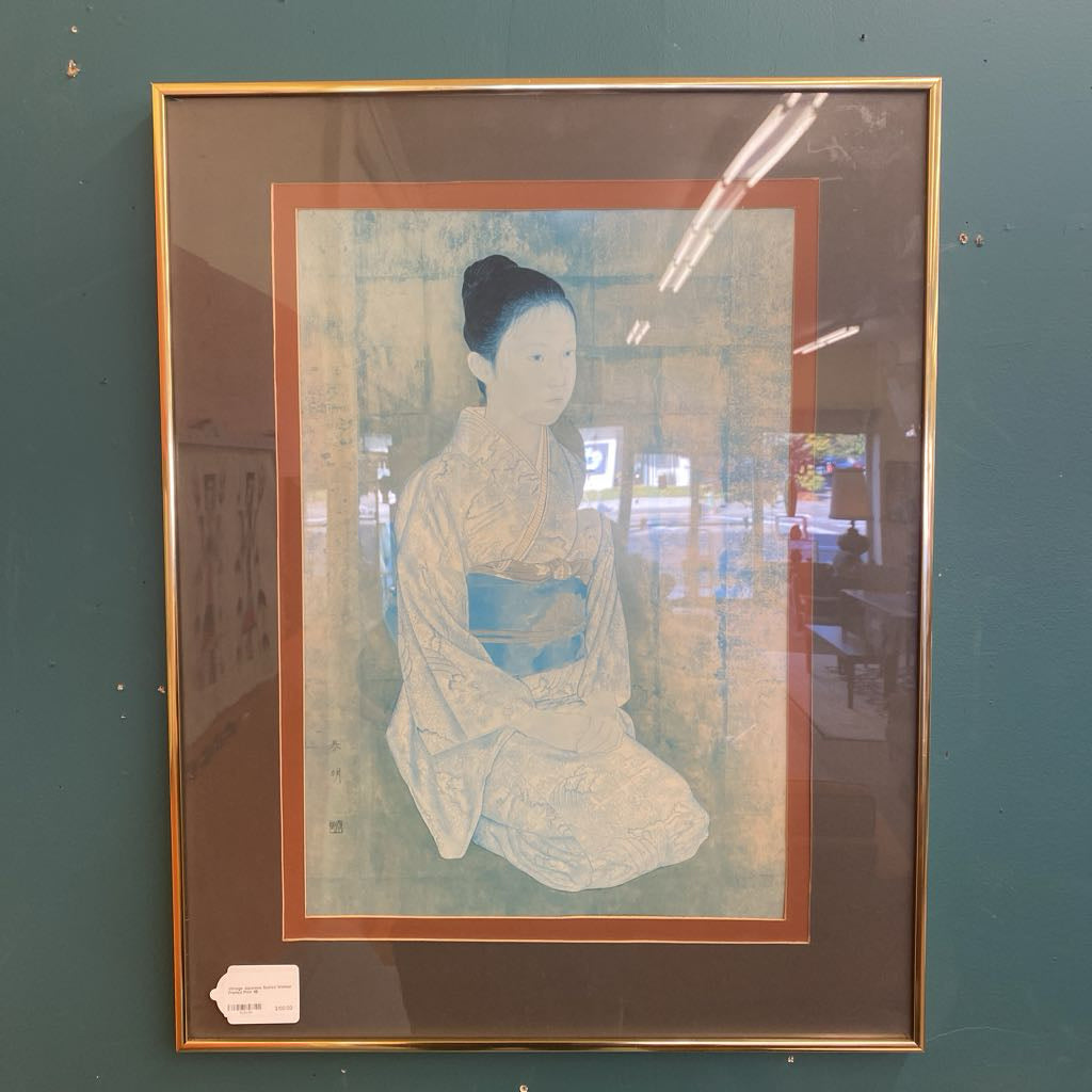 Vintage Japanese Seated Woman Framed Print