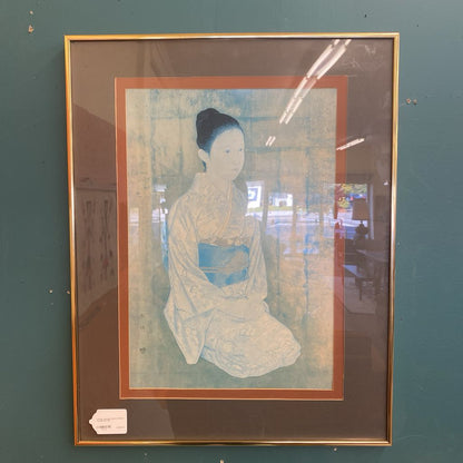 Vintage Japanese Seated Woman Framed Print