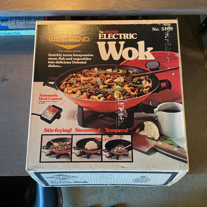 Vintage Red West Bend Vintage Wok--works UNIQUE FINDS