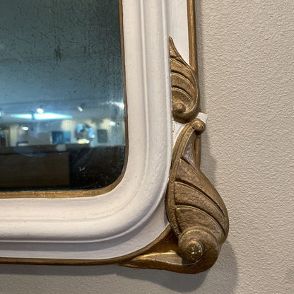 Antique Arched Oval Mirror with Gold Bust Relief