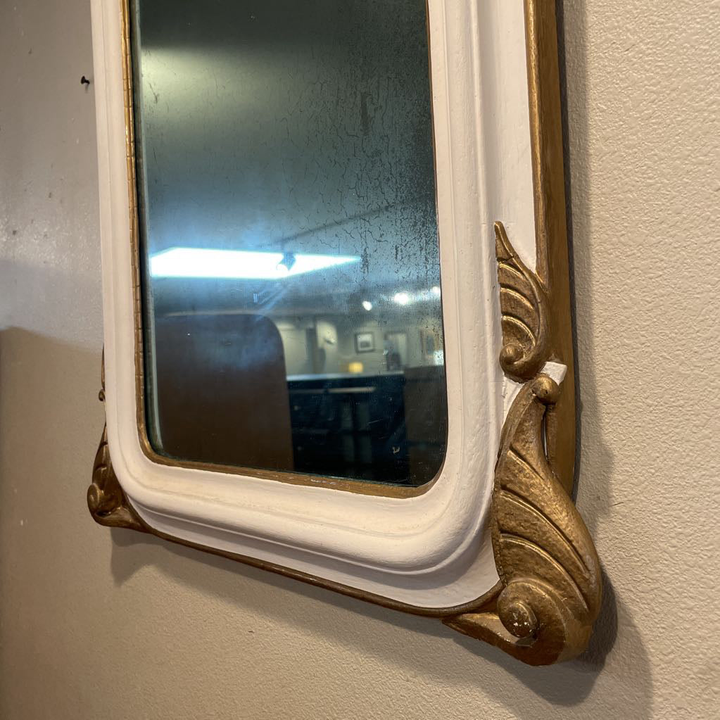 Antique Arched Oval Mirror with Gold Bust Relief