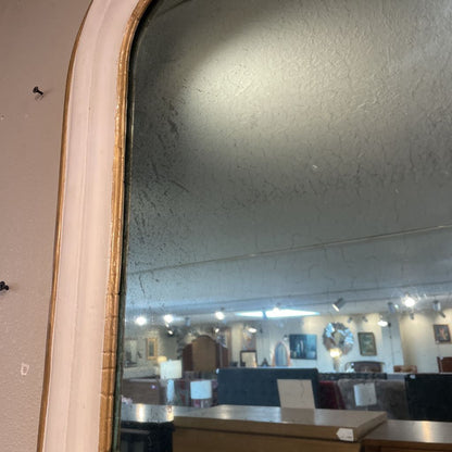Antique Arched Oval Mirror with Gold Bust Relief