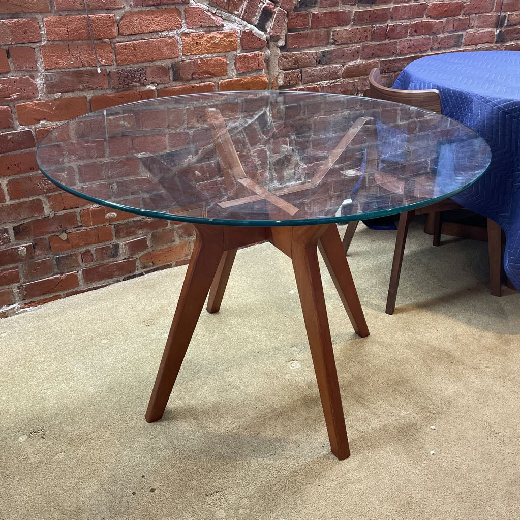 West Elm Jensen Round Glass Top Dining Table C DINING TABLES