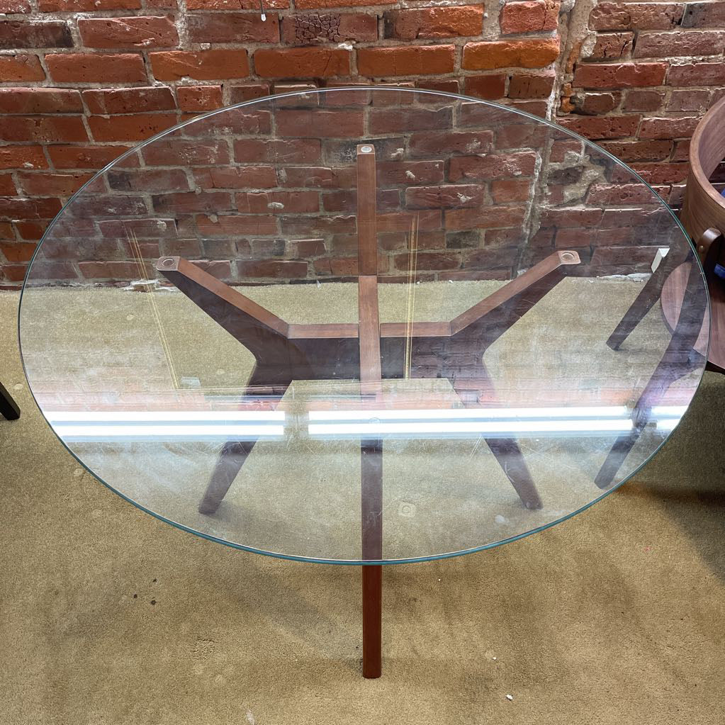 West Elm Jensen Round Glass Top Dining Table C DINING TABLES
