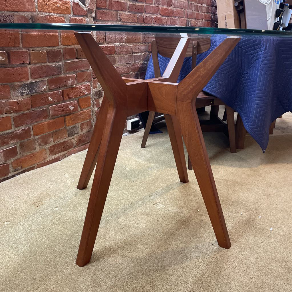 West Elm Jensen Round Glass Top Dining Table C DINING TABLES