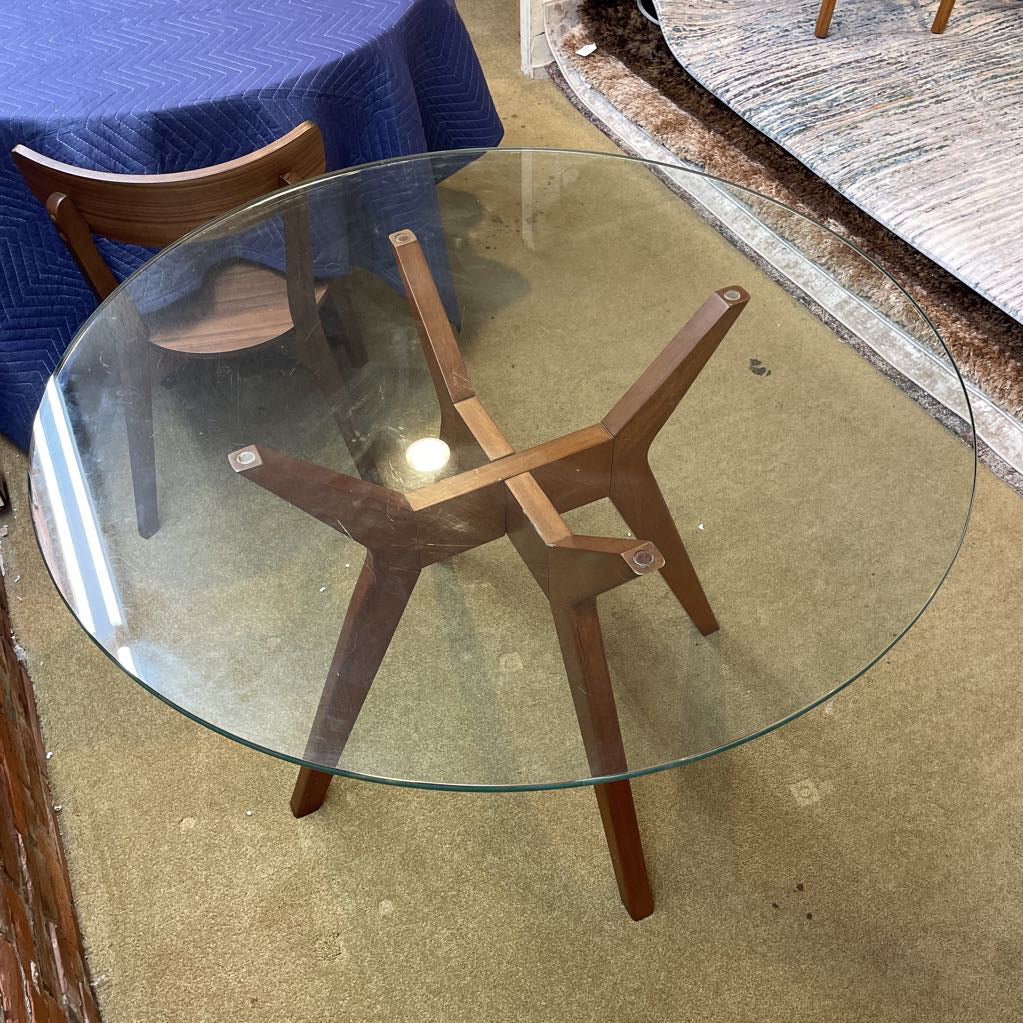 West Elm Jensen Round Glass Top Dining Table C DINING TABLES