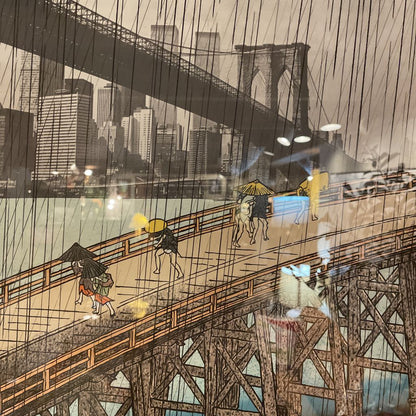 "Sudden Shower, After Hiroshige" (1975) - Michael Jay Knigin Signed Lithograph ART
