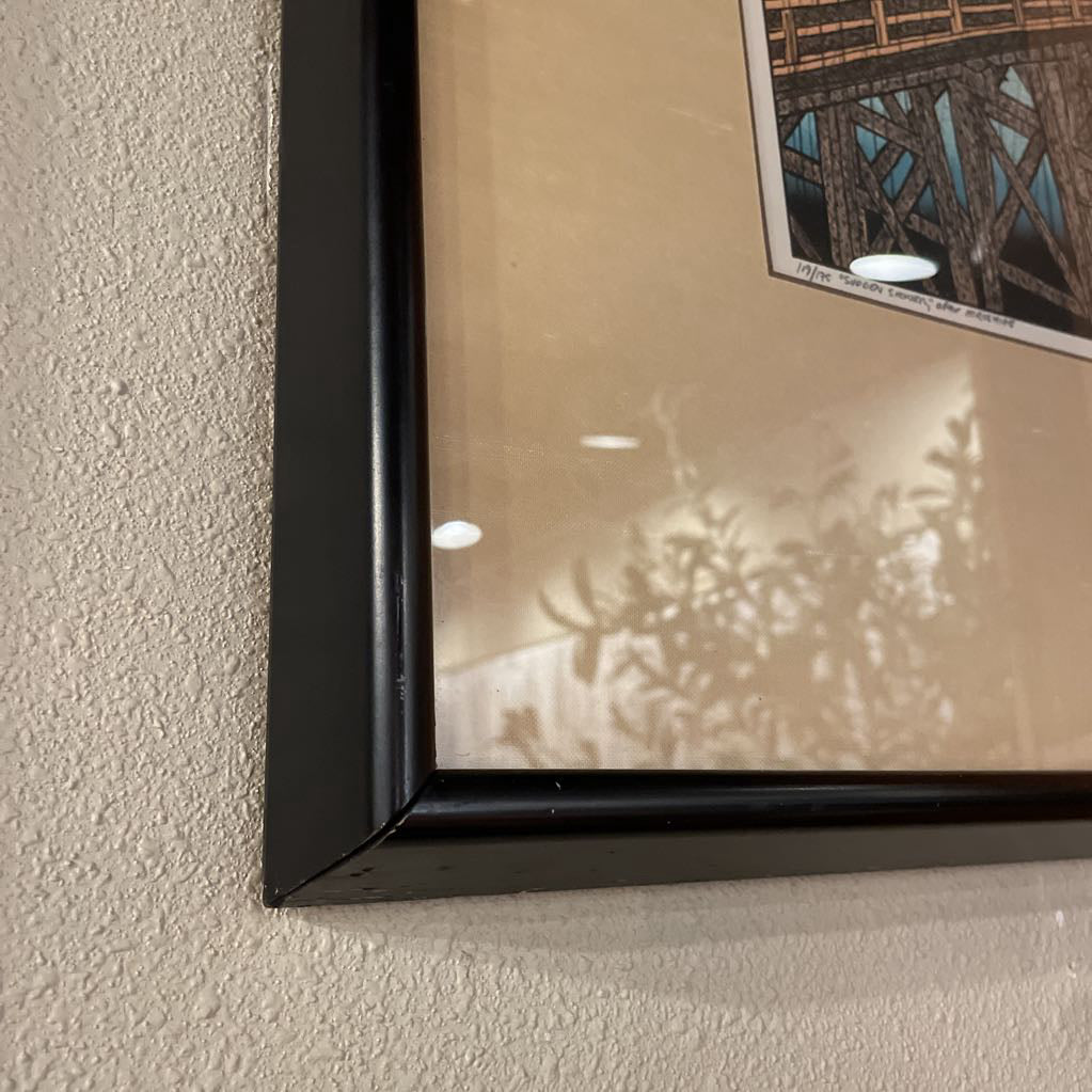 "Sudden Shower, After Hiroshige" (1975) - Michael Jay Knigin Signed Lithograph ART