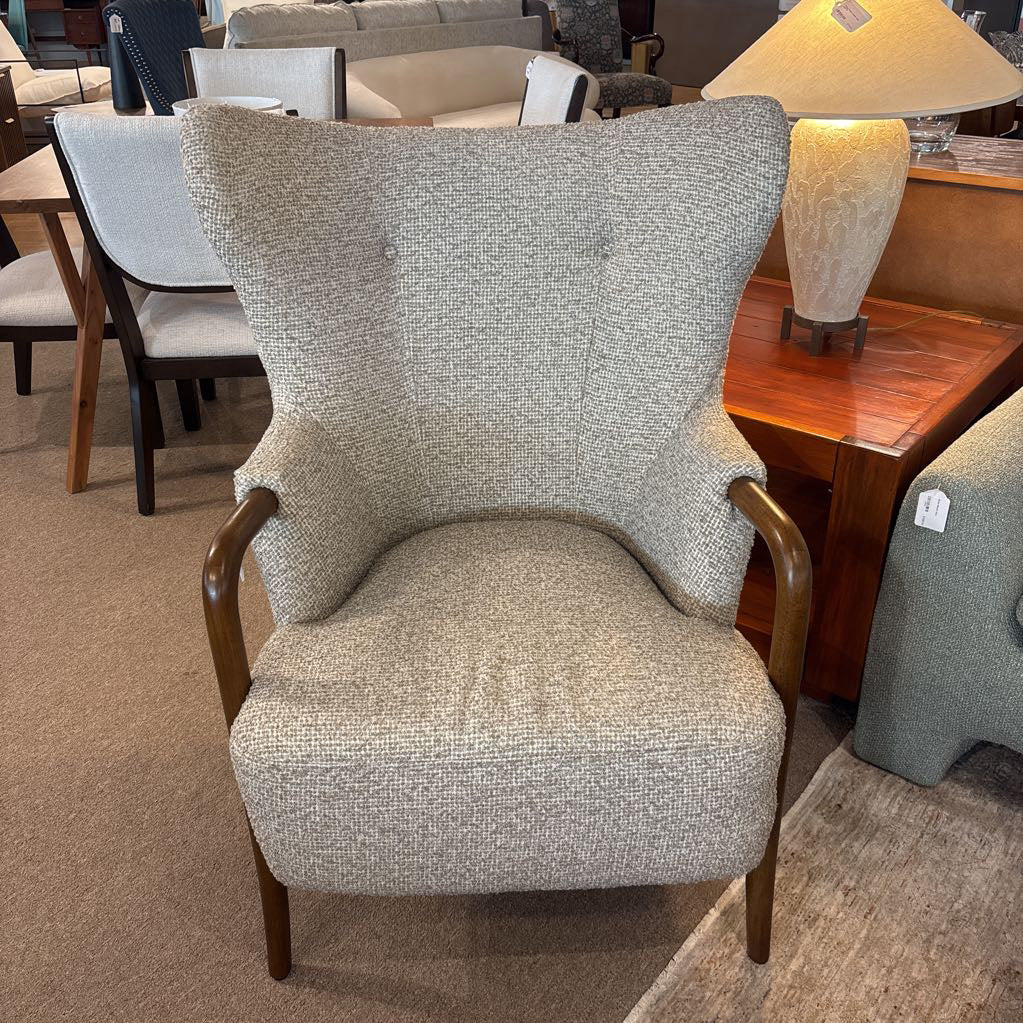 Tan Dark Wood Arm Accent Chair U ACCENT CHAIRS