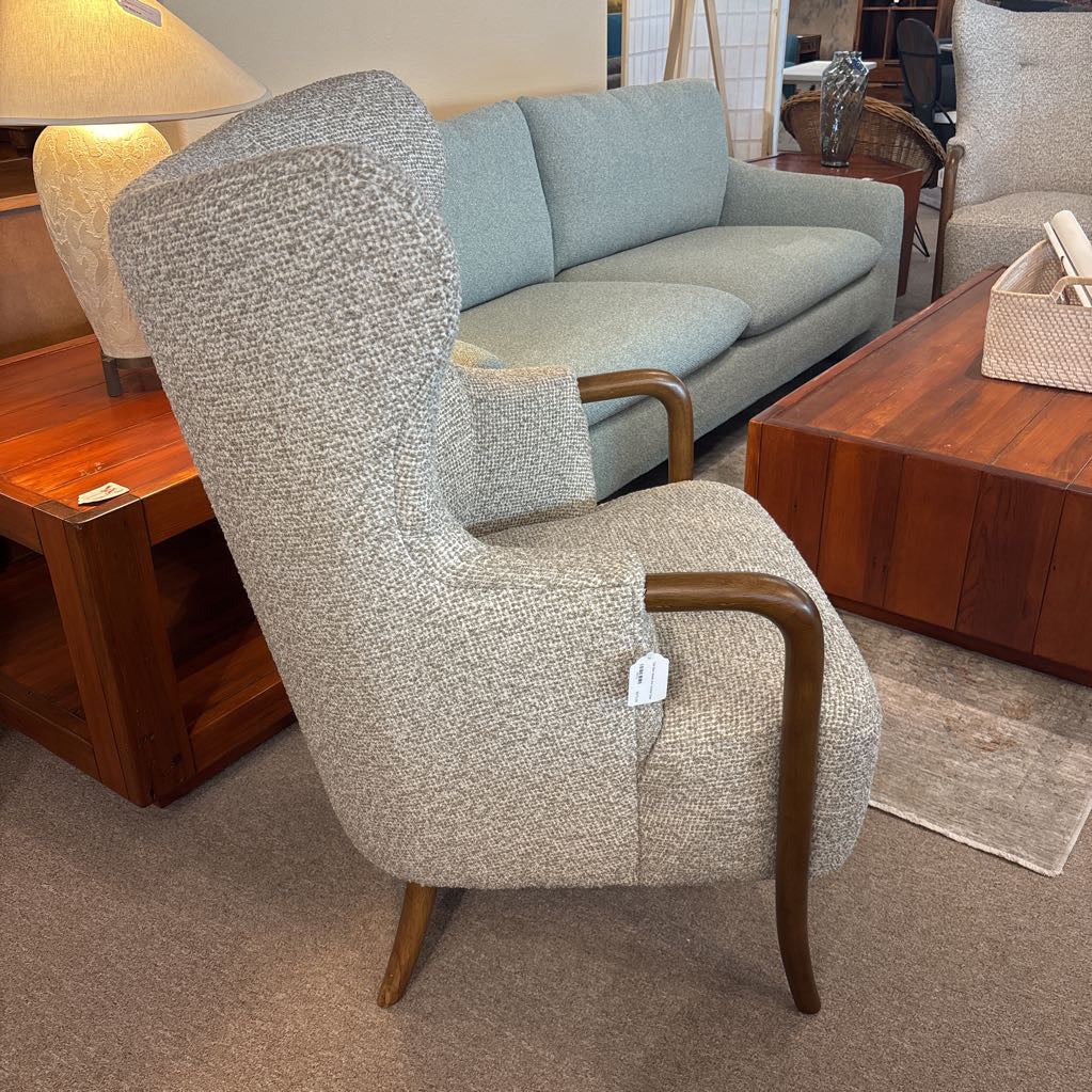 Tan Dark Wood Arm Accent Chair U ACCENT CHAIRS