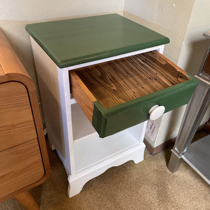 White & Green Old School 1 Drawer Nightstand