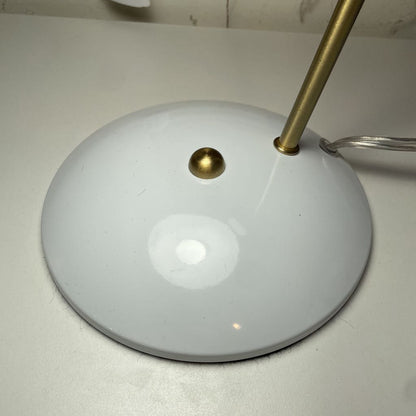Glossy White Desk Lamp with Round Base and Shade