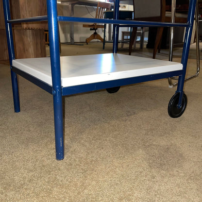 Blue & Off-White 3 Tier Rolling Cart