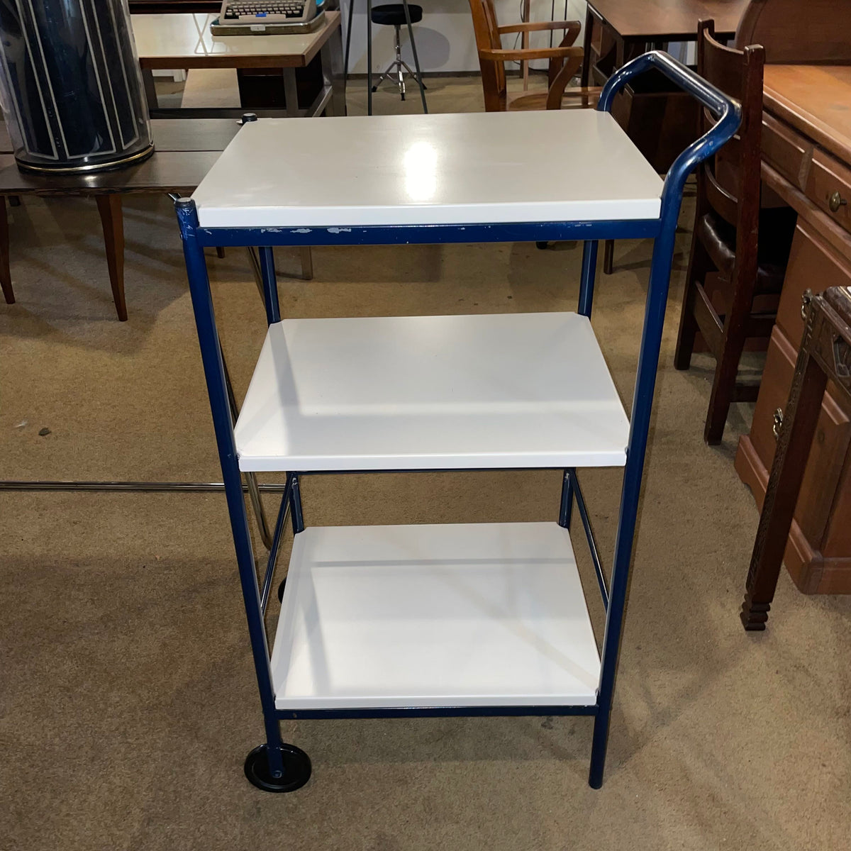 Blue & Off-White 3 Tier Rolling Cart