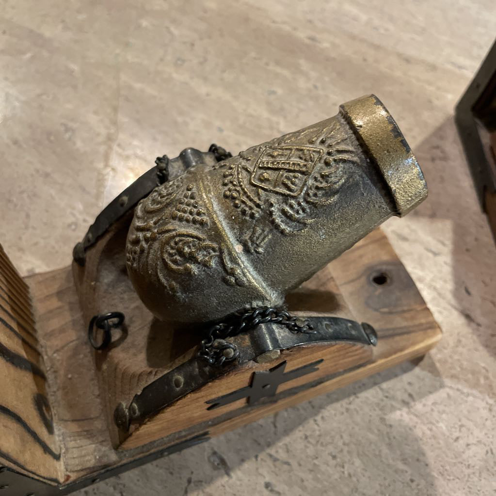 Wood and Metal Cannons Bookend SET OF 2