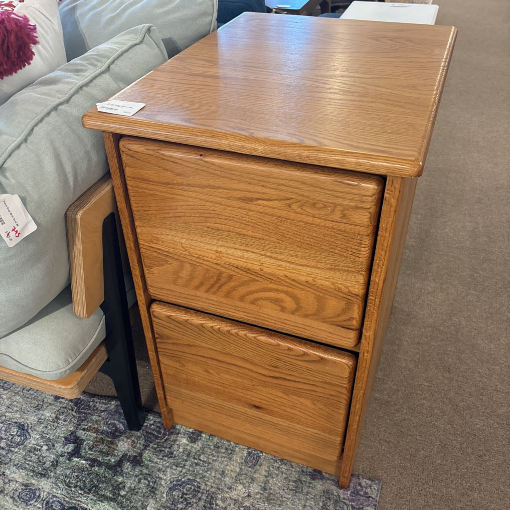 Natural Wood 2 Drawer Filing Cabinet (AS IS)