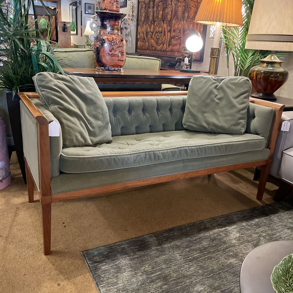 Sage Green MCM Tufted Bench