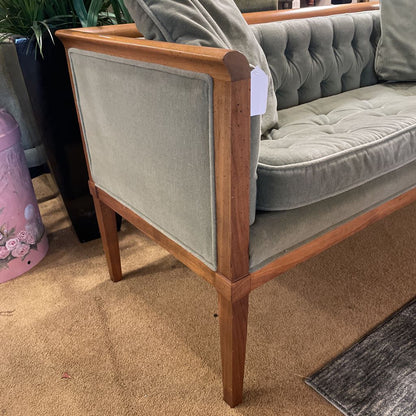 Sage Green MCM Tufted Bench