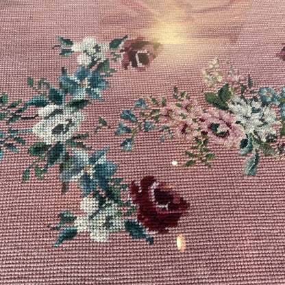 Needlepoint Green Oval Coffee Table