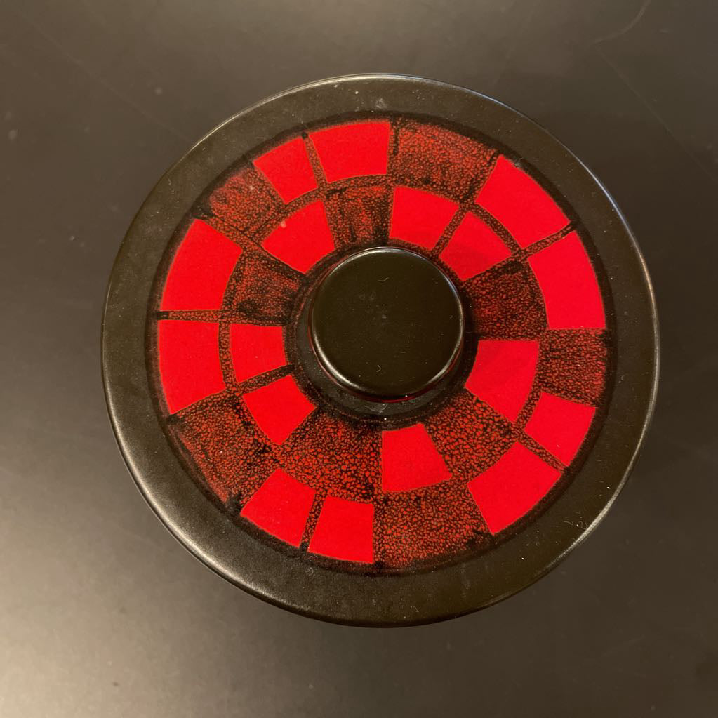 Eichinger/France Black & Red Squares Bowl with Lid UNIQUE FINDS