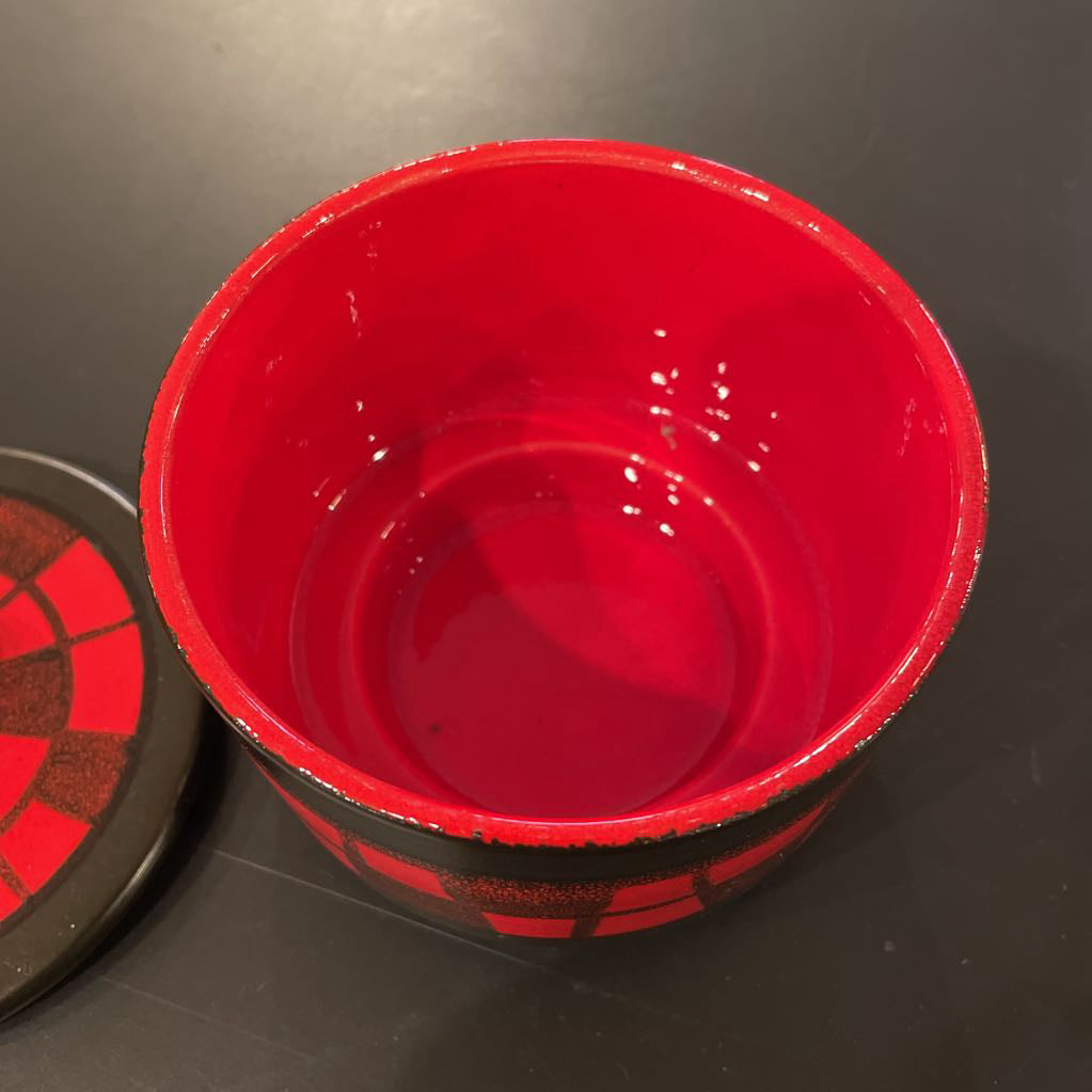 Eichinger/France Black & Red Squares Bowl with Lid UNIQUE FINDS