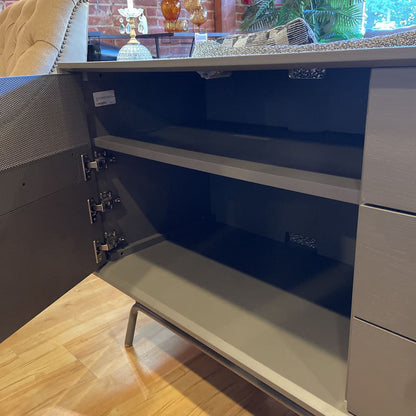 Blu Dot Dang Grey Perforated Front Contemporary Media Console