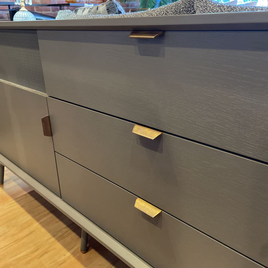 Blu Dot Dang Grey Perforated Front Contemporary Media Console