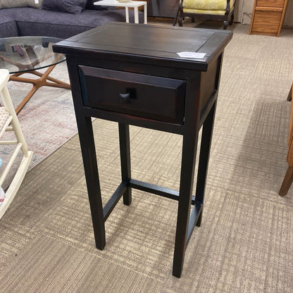 Tall Dark Classic Side Table w/Drawer