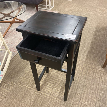 Tall Dark Classic Side Table w/Drawer
