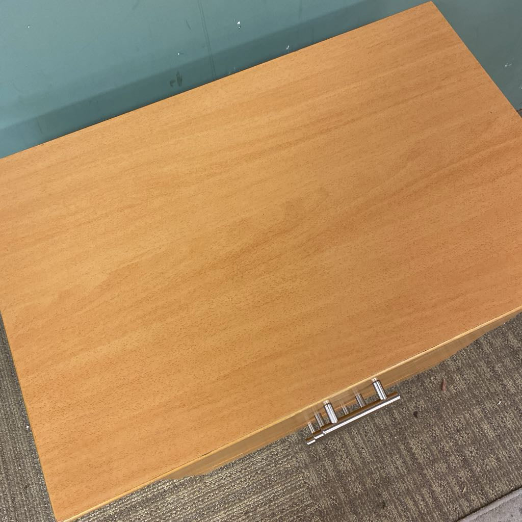 Simple Light Warm Wood Three Drawer Nightstand
