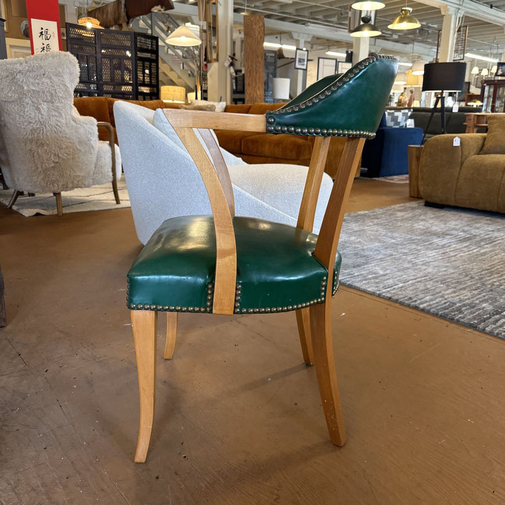 Vintage Green Nailhead Accent Chair