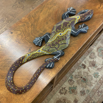 Tribal Wood Gecko Art