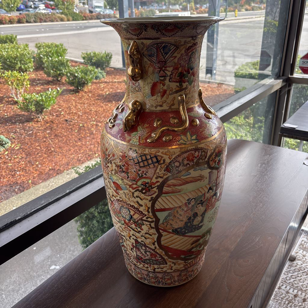 Japanese Satsuma-Style Porcelain Floor Vase SMALLS