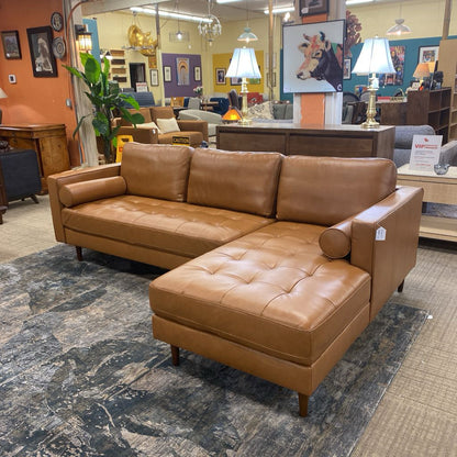 Malmo Chestnut Leather RAF Chaise Sectional