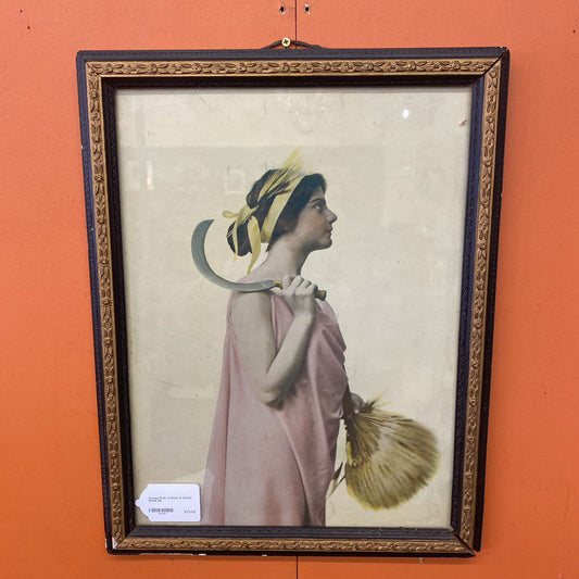 Antique Ruth w/Sickle & Wheat Photo ART