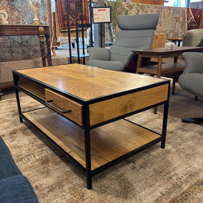 Industrial Style 1 Drawer Wood & Metal Coffee Table C COFFEE TABLES