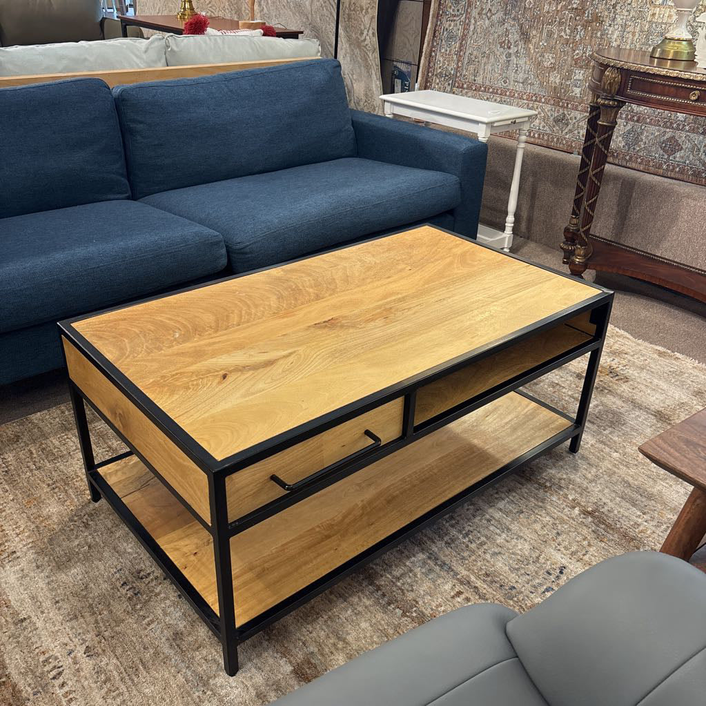 Industrial Style 1 Drawer Wood & Metal Coffee Table C COFFEE TABLES