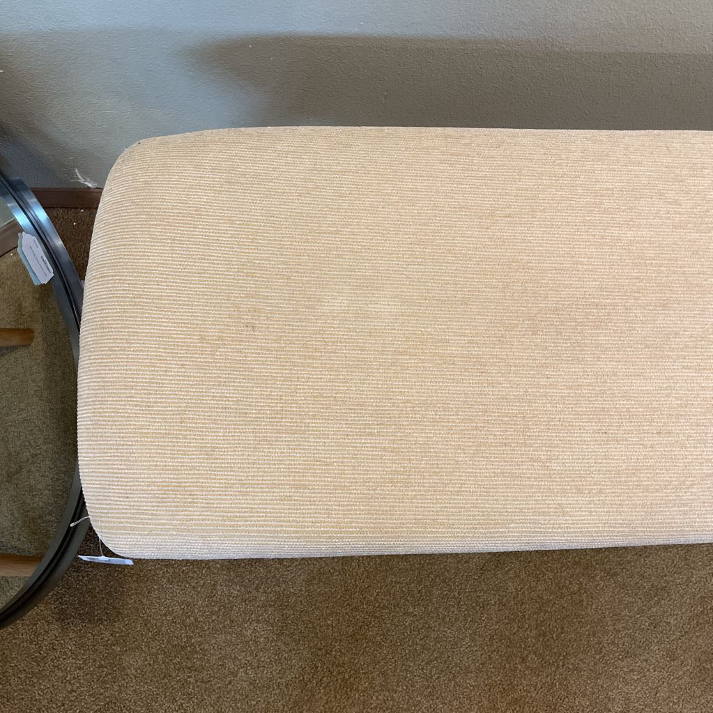 Blond Wood Leg Cream Upholstered Bench