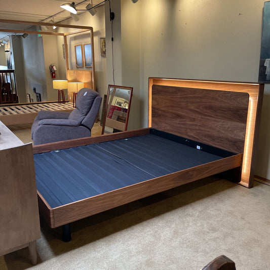 BDI Linq Walnut Queen Bed Frame w/Light Up Head Board