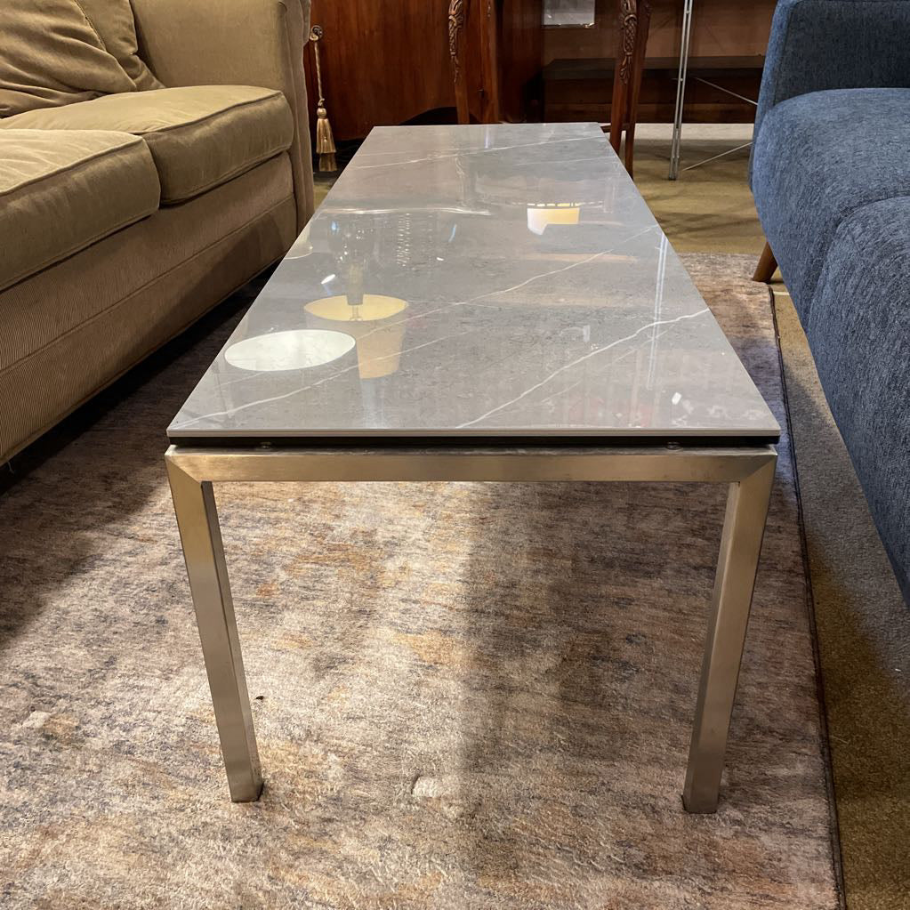 Room & Board Parsons Grey Marble Contemporary Outdoor Coffee Table