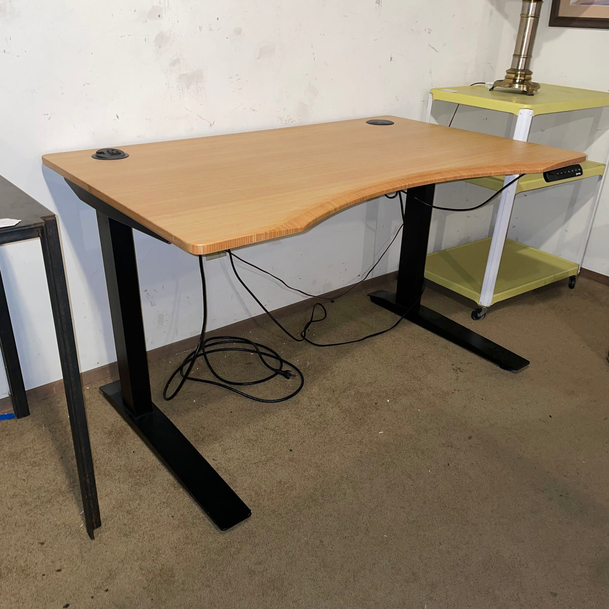 DWR Jarvis Light Wood Curved Adjustable Powered Desk